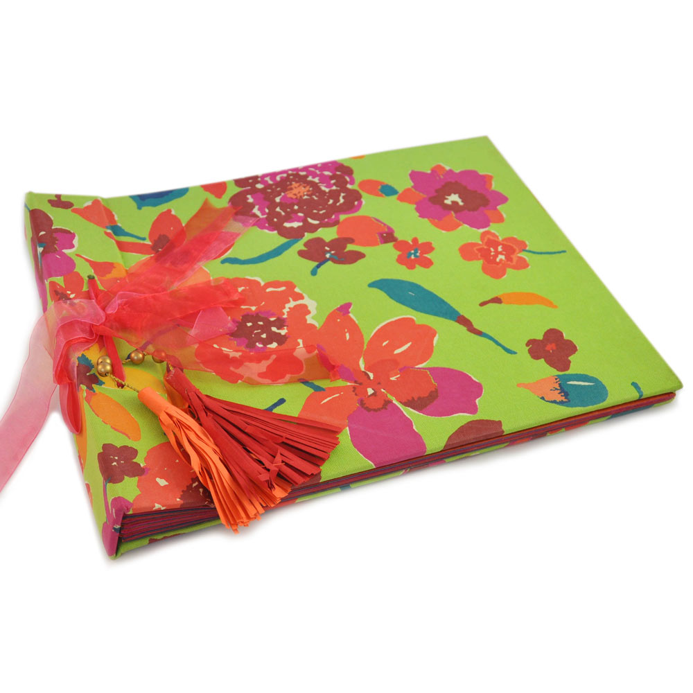 Album-large-scrapbook-colorful-handmade-paper-green-floral